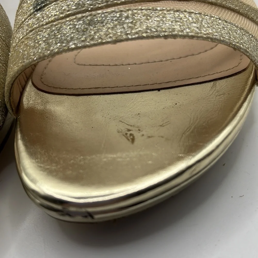 I Miller Beautiful Shoes Heels Strappy Sandals Gold Glitter Shimmer Womens 8 M